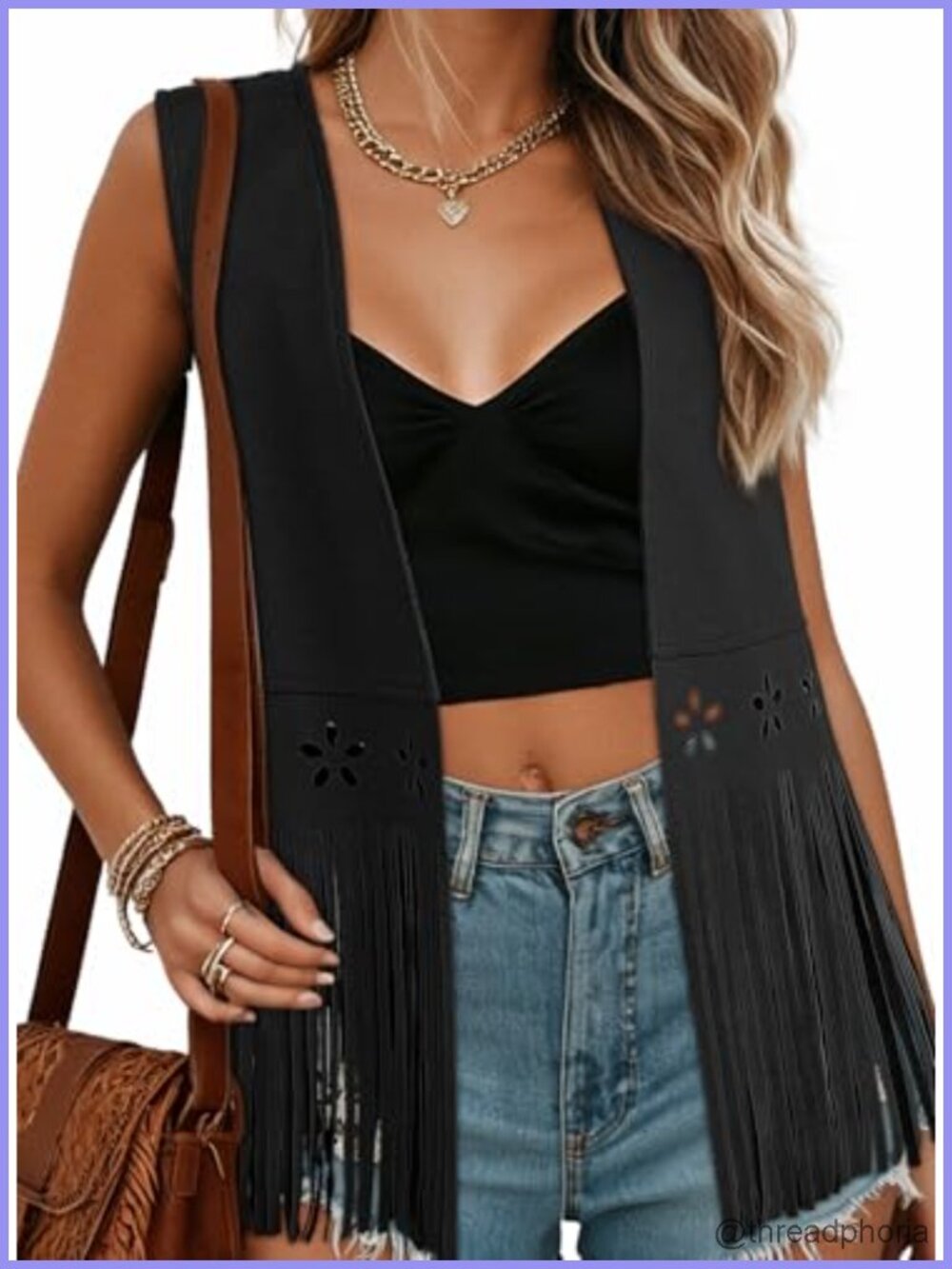 Vintage Western Fringe Vest Faux Suede Tassel Cowgirl Costume